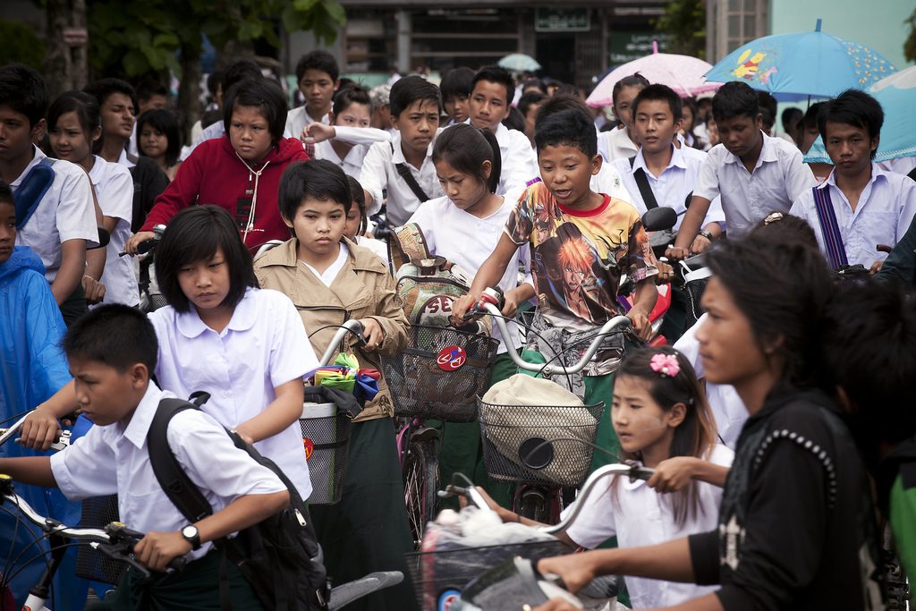 Students return home from school in Tachilek, Myanmar. Photo by United Nations Photo, via Flickr. Licensed under CC-BY-ND-2.0. 